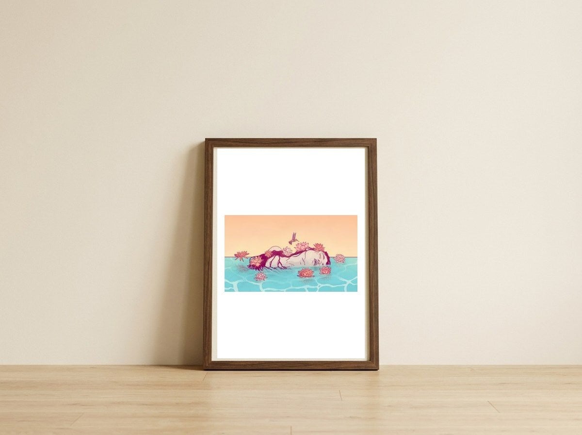 Naiad Lady — framed, leaning against the wall