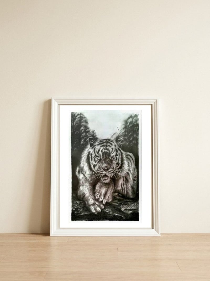 The King — framed, leaning against the wall