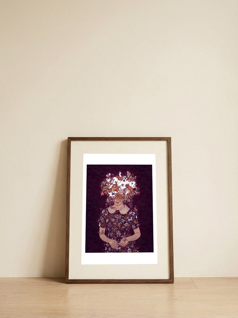 Shy Lady — framed, leaning against the wall