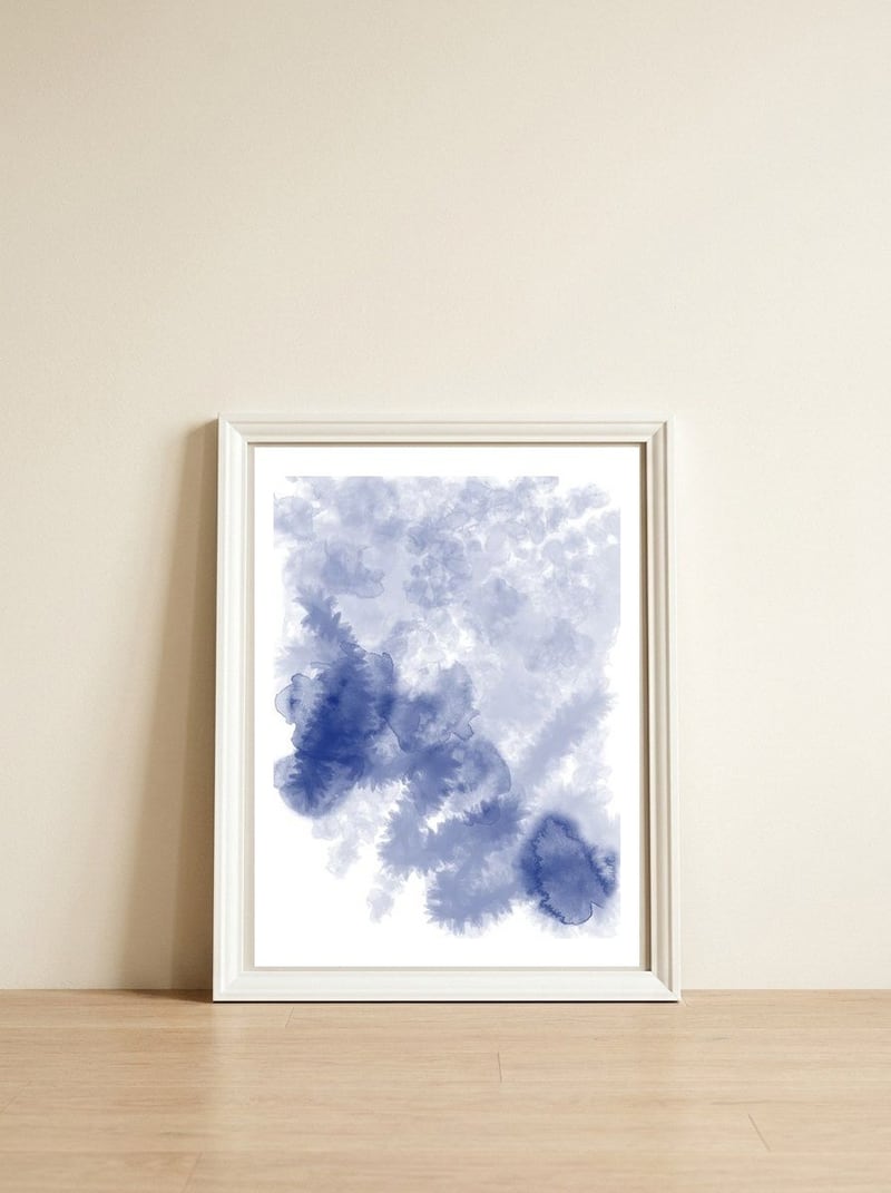 Blue Ink — framed, leaning against the wall