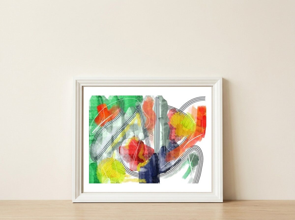 Exuberances — framed, leaning against the wall