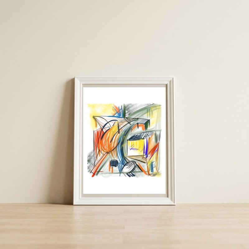 Life Movements — framed, leaning against the wall
