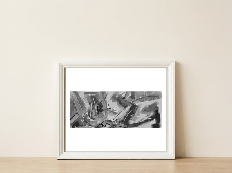 Monochromy 3 — framed, leaning against the wall