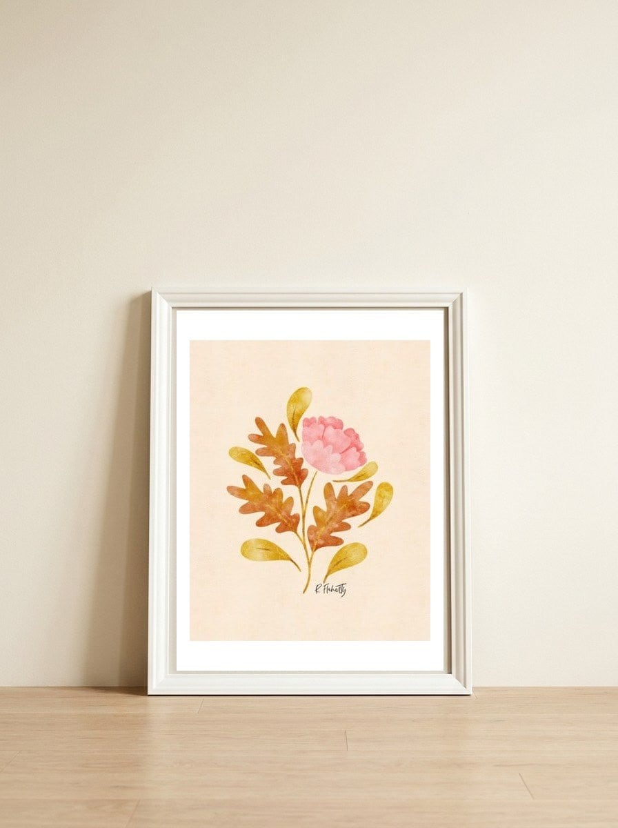 Oak And Peony — framed, leaning against the wall
