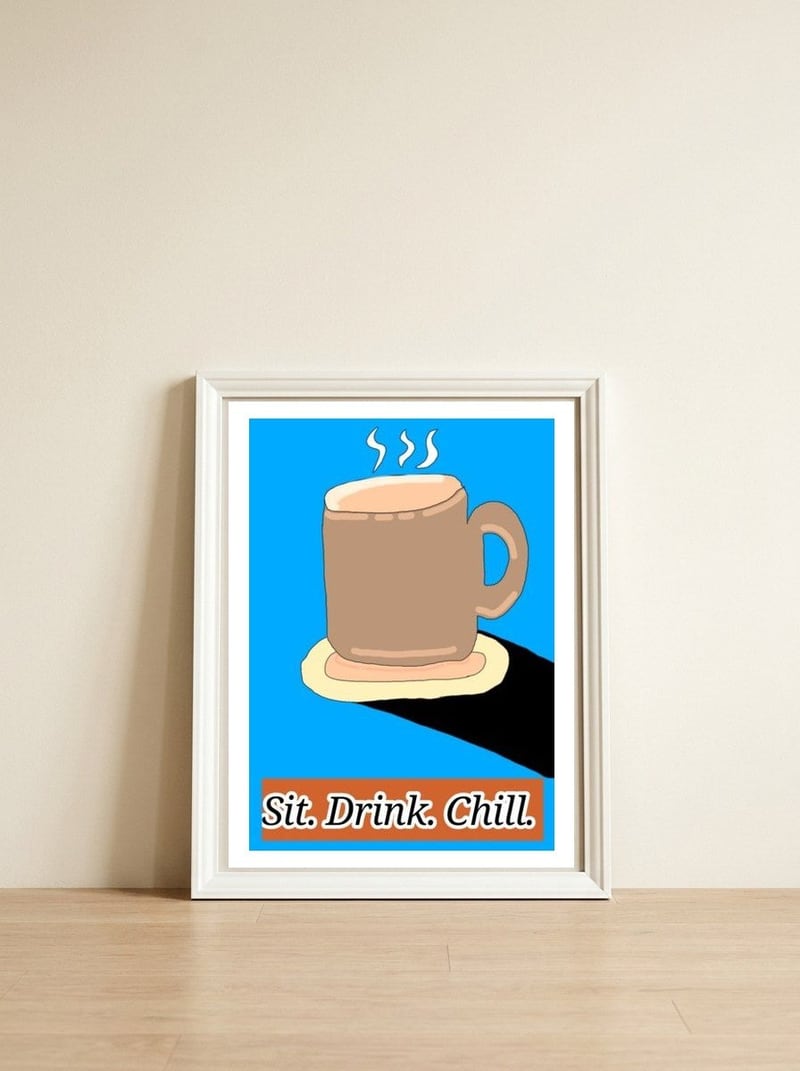 Cup of your life — framed, leaning against the wall