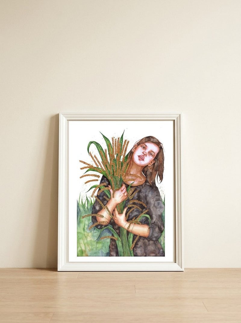 Harvest Season — framed, leaning against the wall