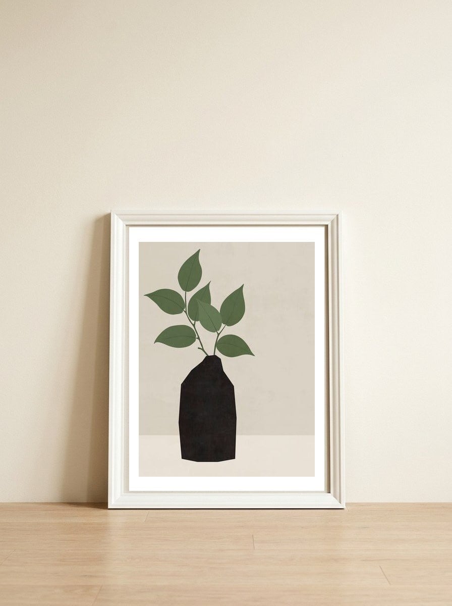 BLACK VASE — framed, leaning against the wall