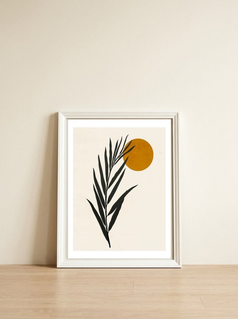LEAF AND SUN - 01 — framed, leaning against the wall