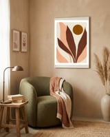 ABSTRACT LEAVES AND SUN - R01 framed in a tender room thumbnail
