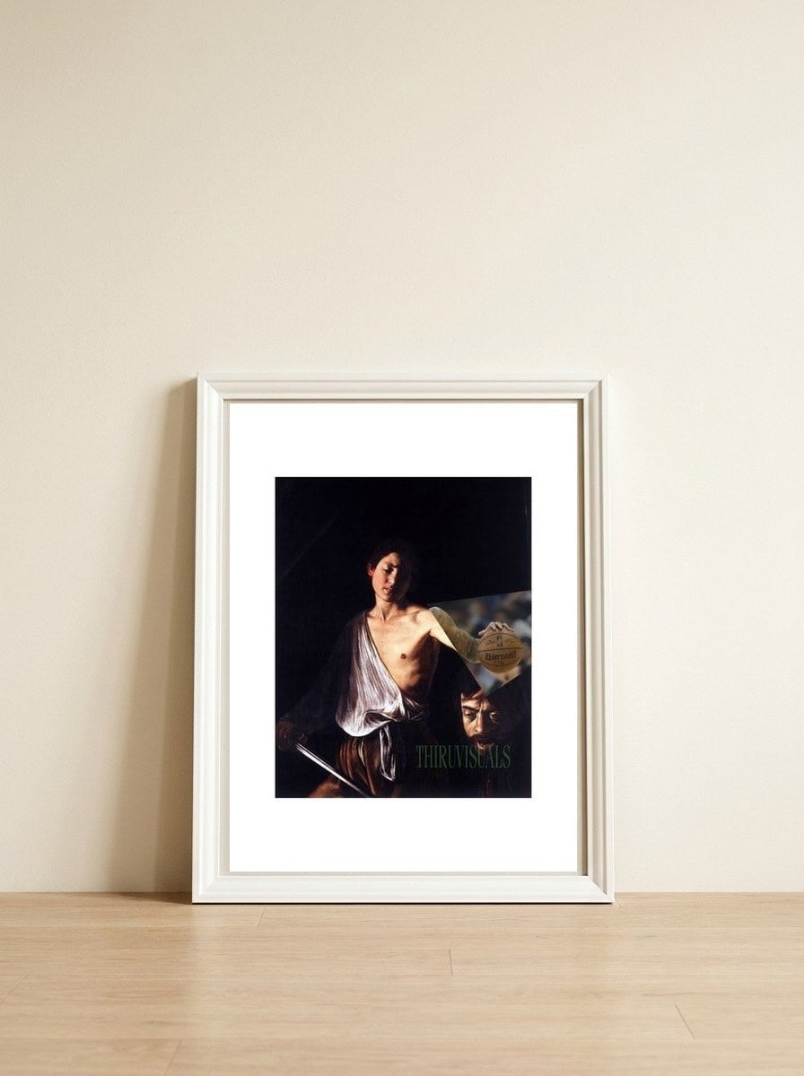 Headed — framed, leaning against the wall