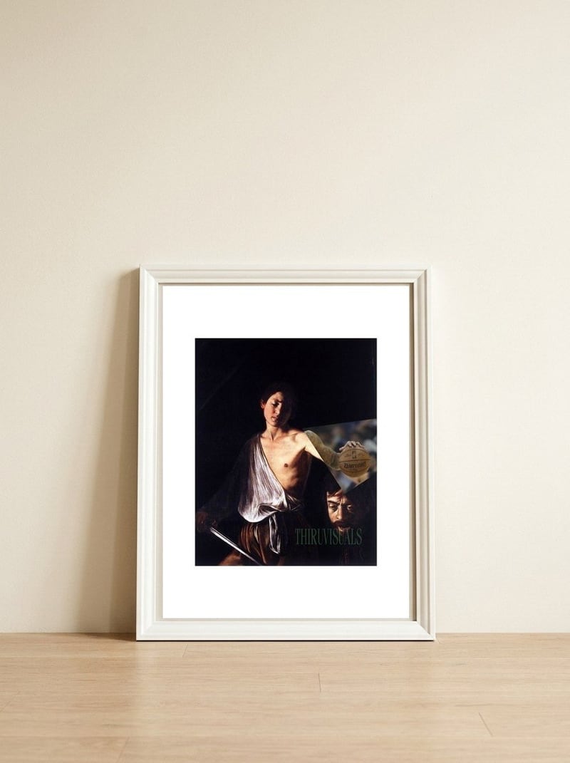 Headed — framed, leaning against the wall