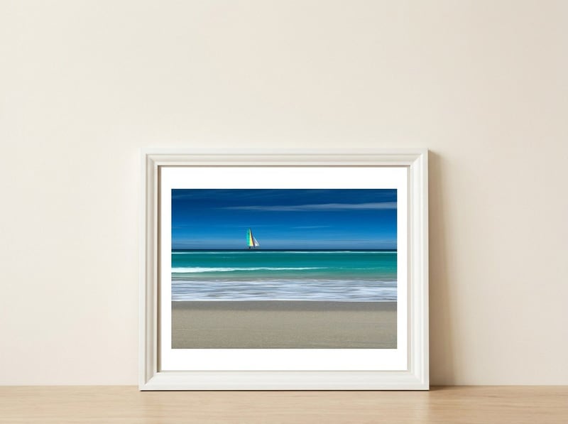 Sailing By (1) — framed, leaning against the wall