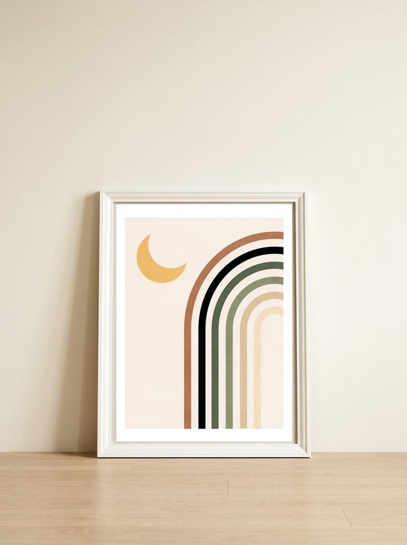 ARCHES AND MOON - C01 — framed, leaning against the wall