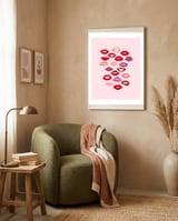 Lips Red with Pink Background framed in a tender room thumbnail