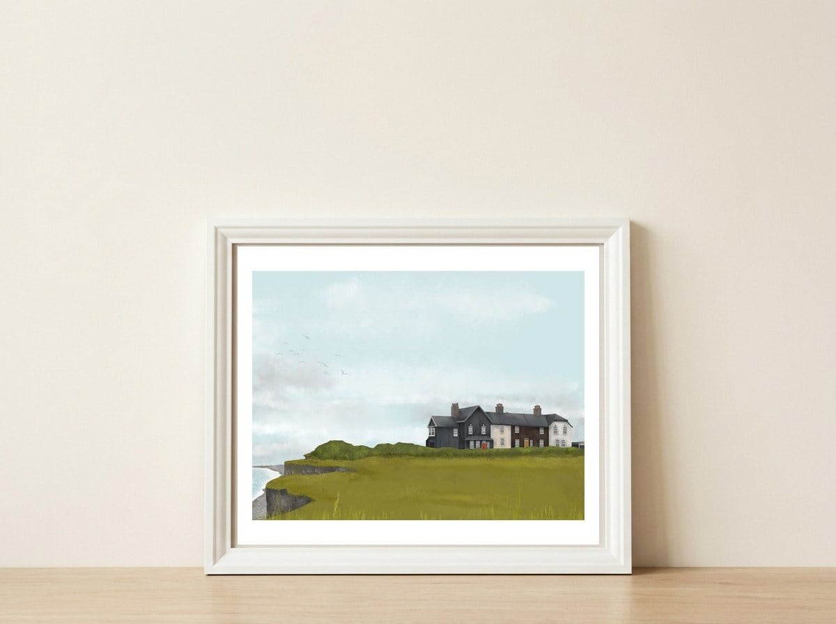 Houses By The Sea — framed, leaning against the wall