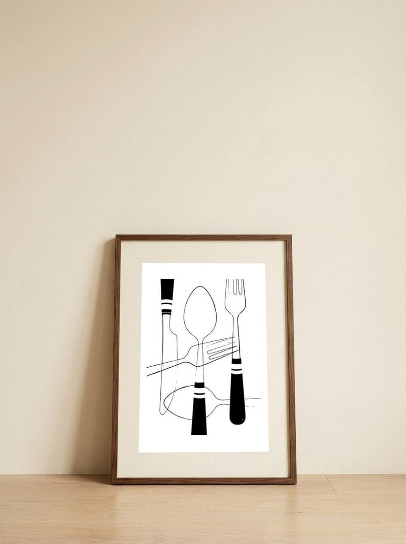 Cutlery — framed, leaning against the wall