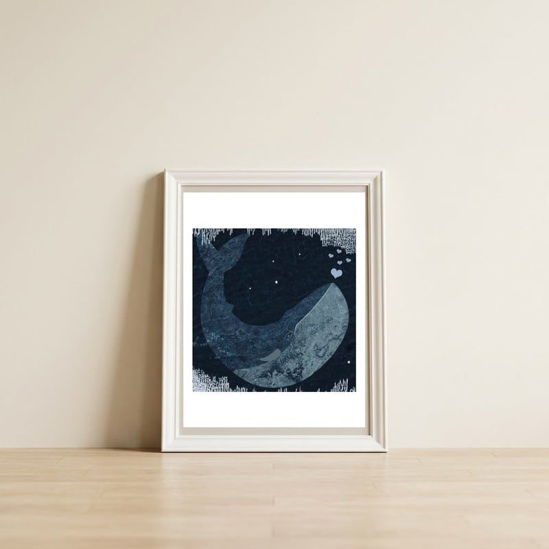 Whalelove — framed, leaning against the wall