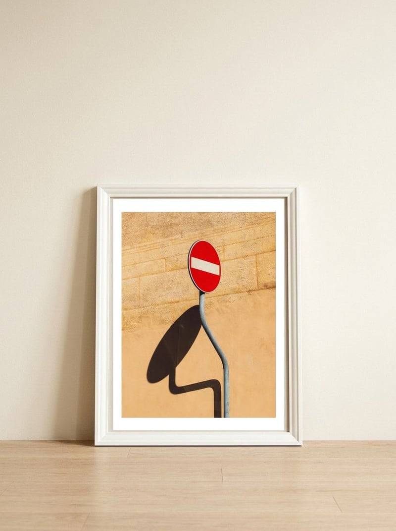 Snake on wall — framed, leaning against the wall