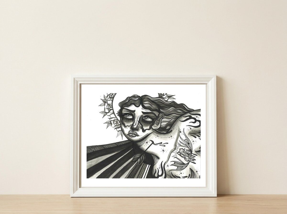 Crystalline Heart — framed, leaning against the wall