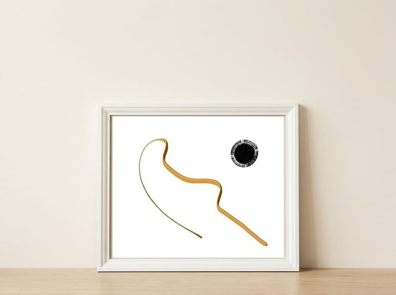 Linha Dourada — framed, leaning against the wall
