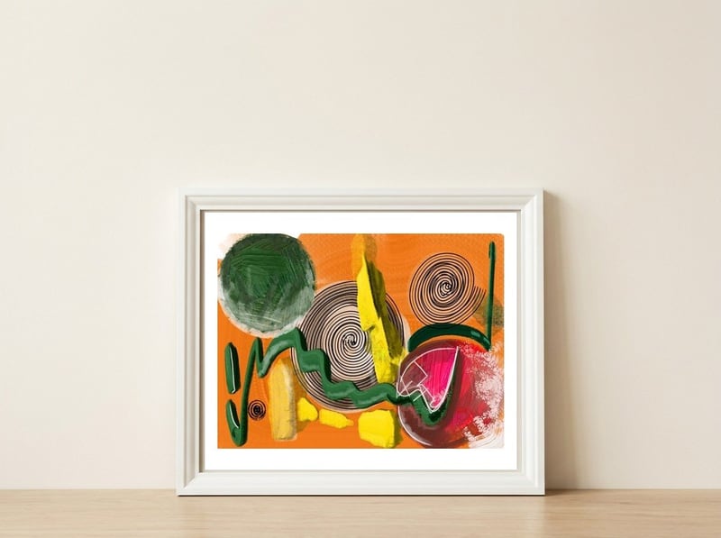 Redondezas — framed, leaning against the wall