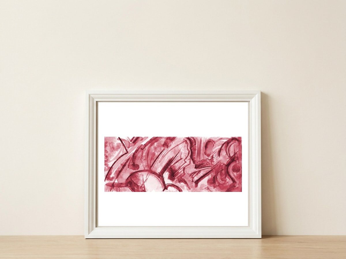 Vermelho E Belo — framed, leaning against the wall