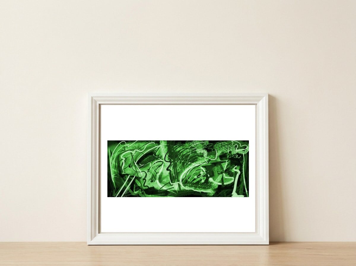 Verde E Belo — framed, leaning against the wall