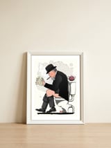 Churchill on the Toilet, Funny Bathroom Humour — framed, leaning against the wall thumbnail