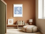 Doves And Flowers White On Blue framed in a gentle room thumbnail