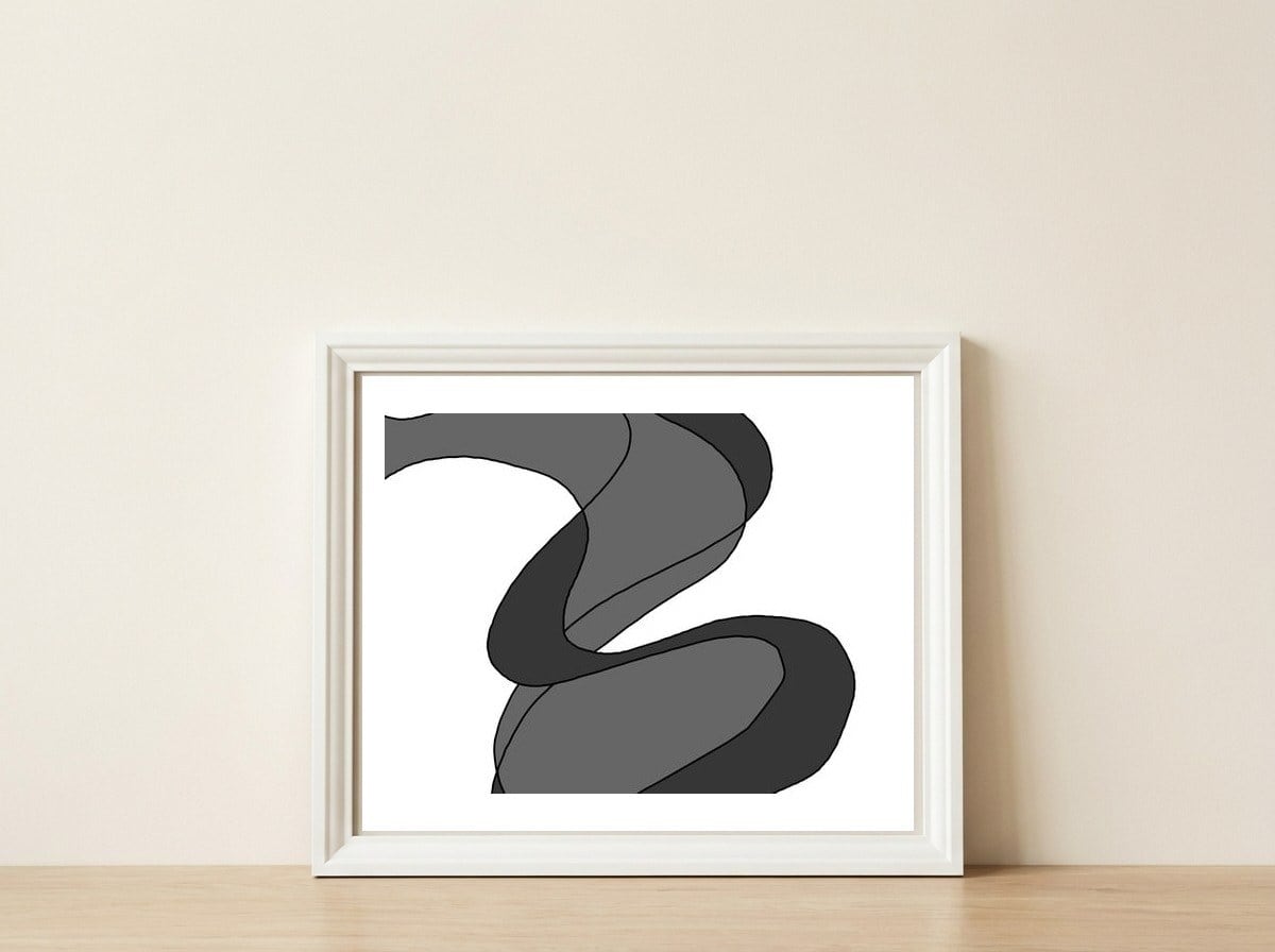 Grey Waves 8 — framed, leaning against the wall