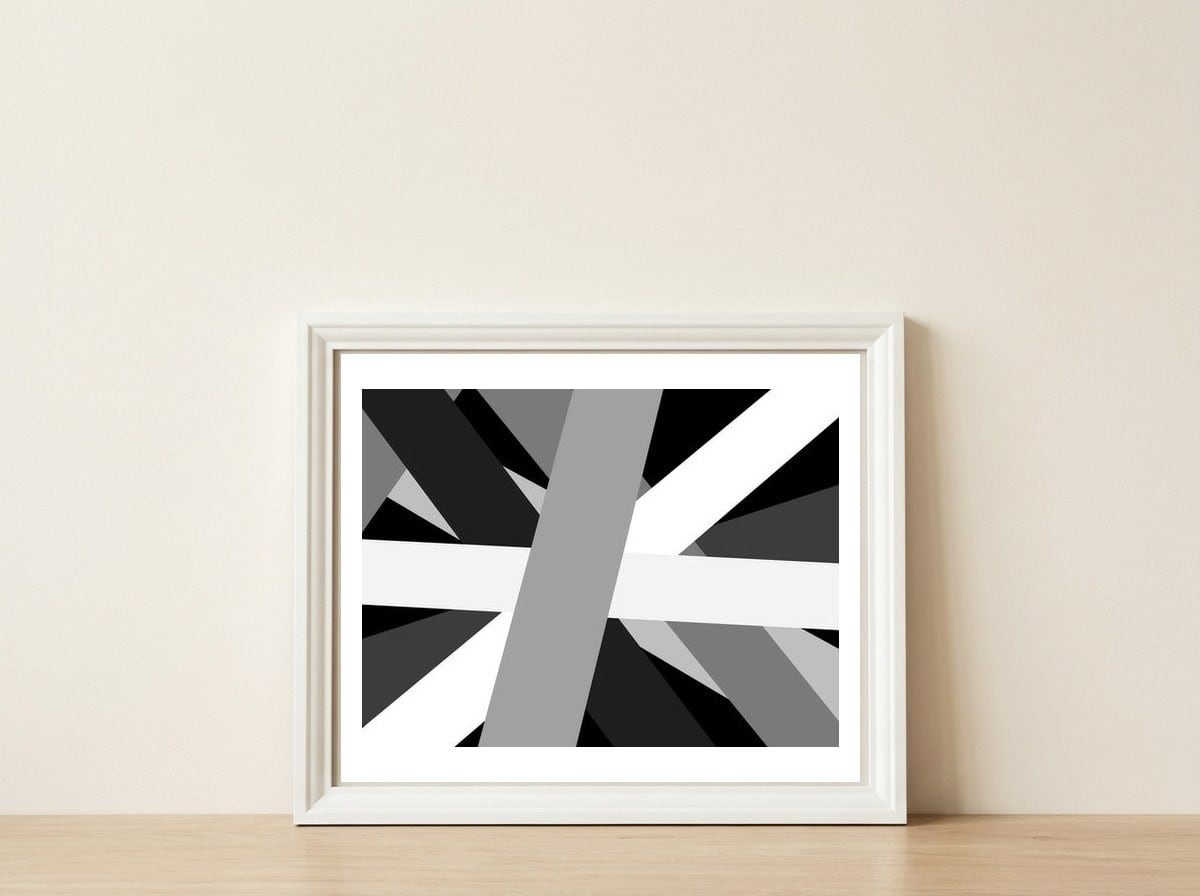 Grey Pie 2 — framed, leaning against the wall