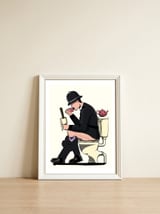 British Policeman on the Toilet, funny bathroom humour — framed, leaning against the wall thumbnail