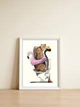 Cheetah on the Toilet, Funny Bathroom Humour — framed, leaning against the wall thumbnail