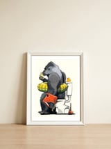 Gorilla on the Toilet, Funny Bathroom Humour — framed, leaning against the wall thumbnail