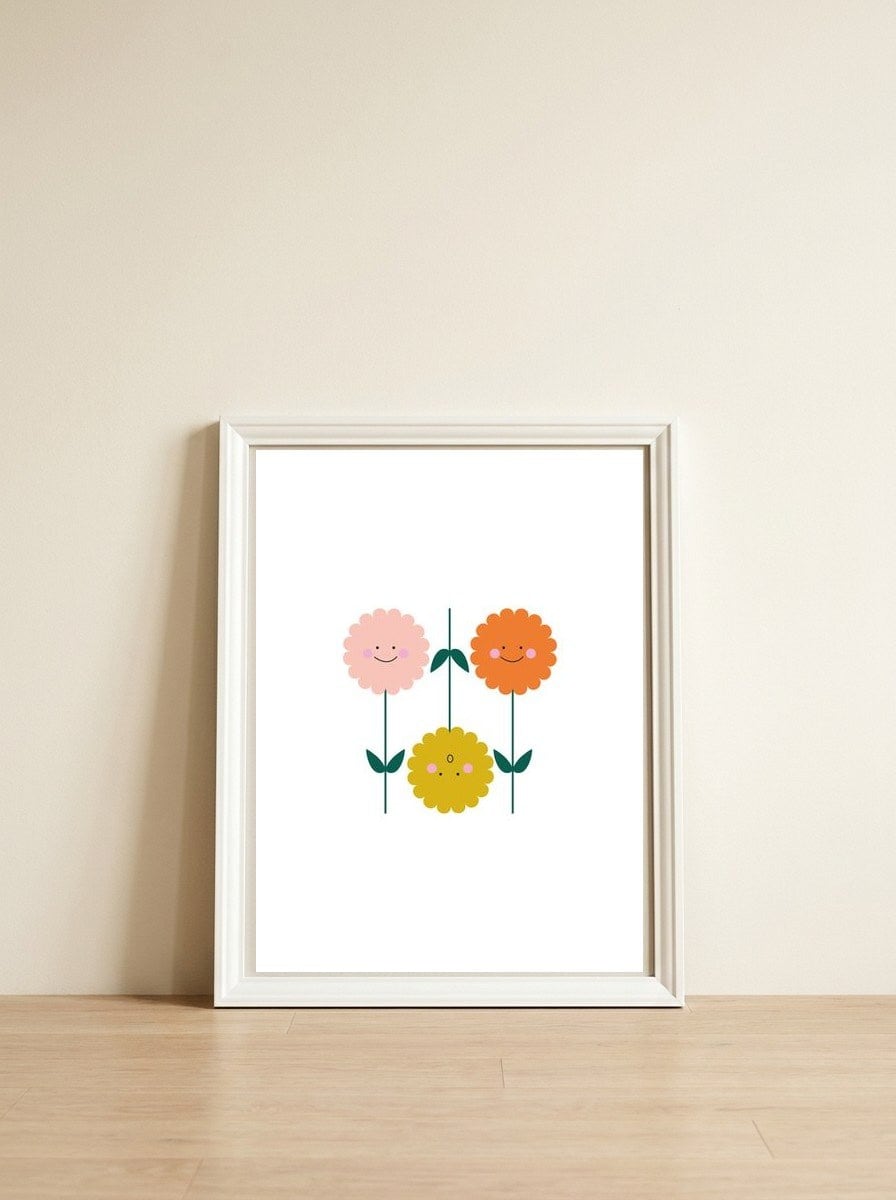 Smiling Flowers Other Rgb — framed, leaning against the wall