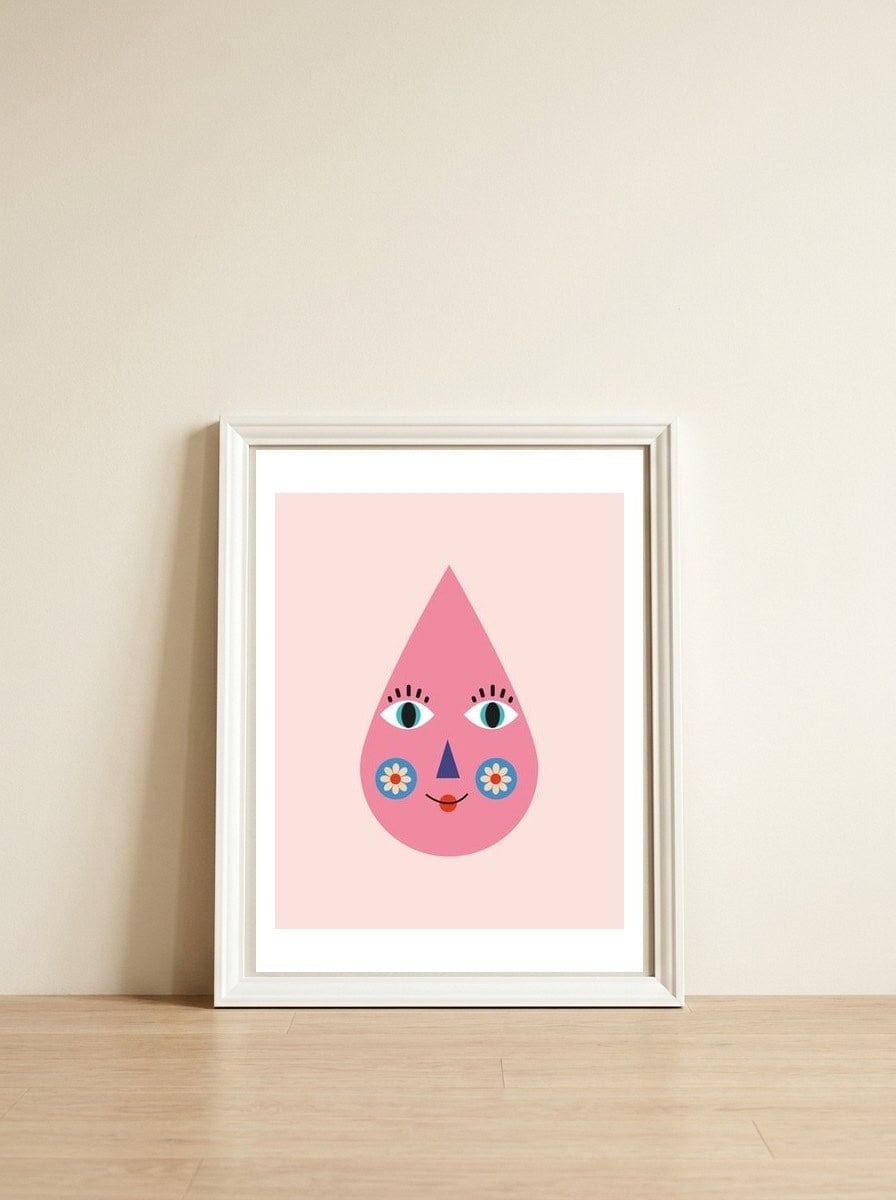 Raindrop Kids rgb — framed, leaning against the wall