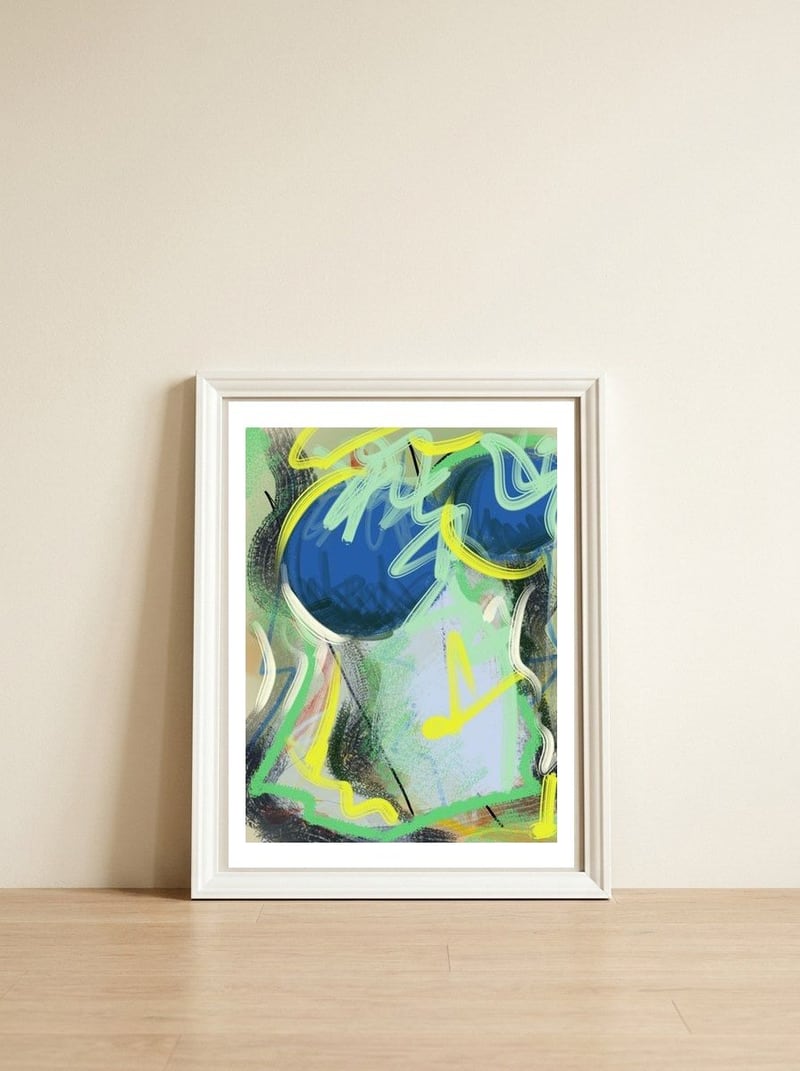 Bosquejos — framed, leaning against the wall