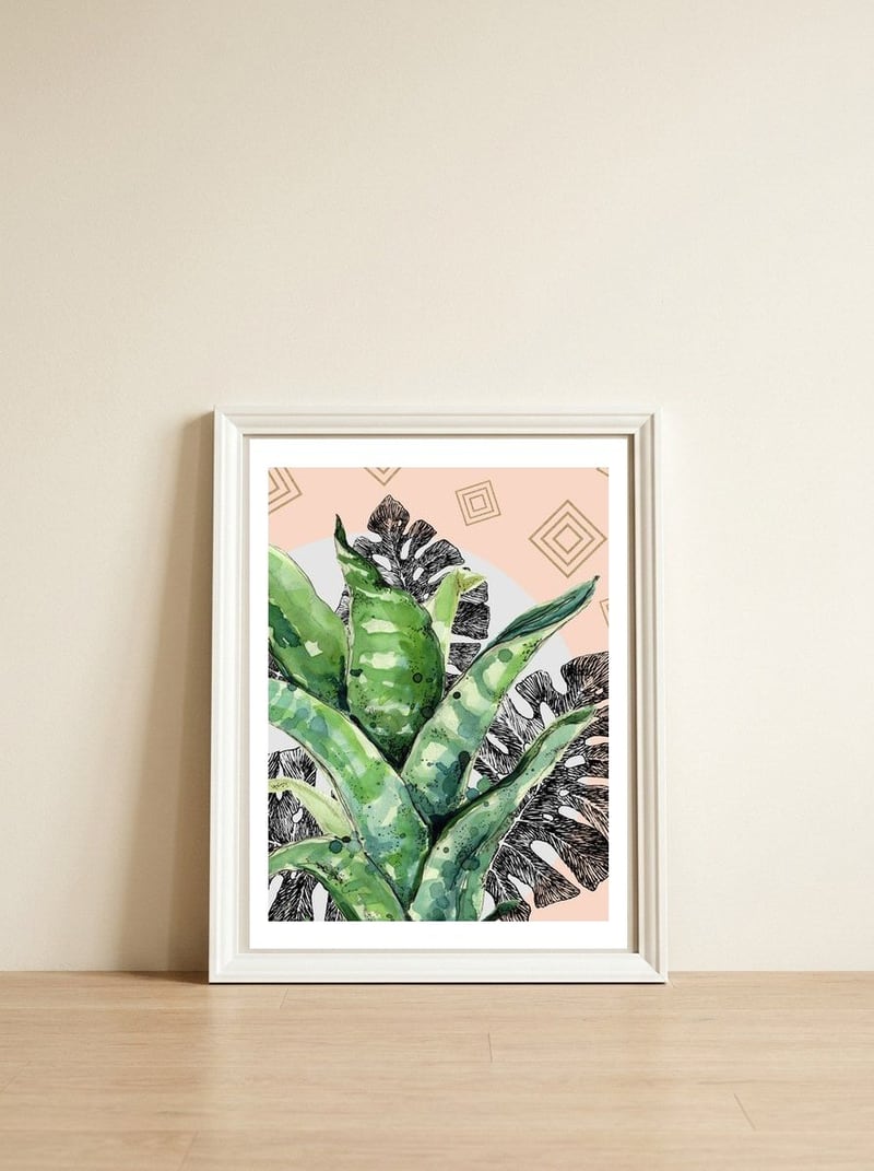 Abstract nature and geometrics  — framed, leaning against the wall
