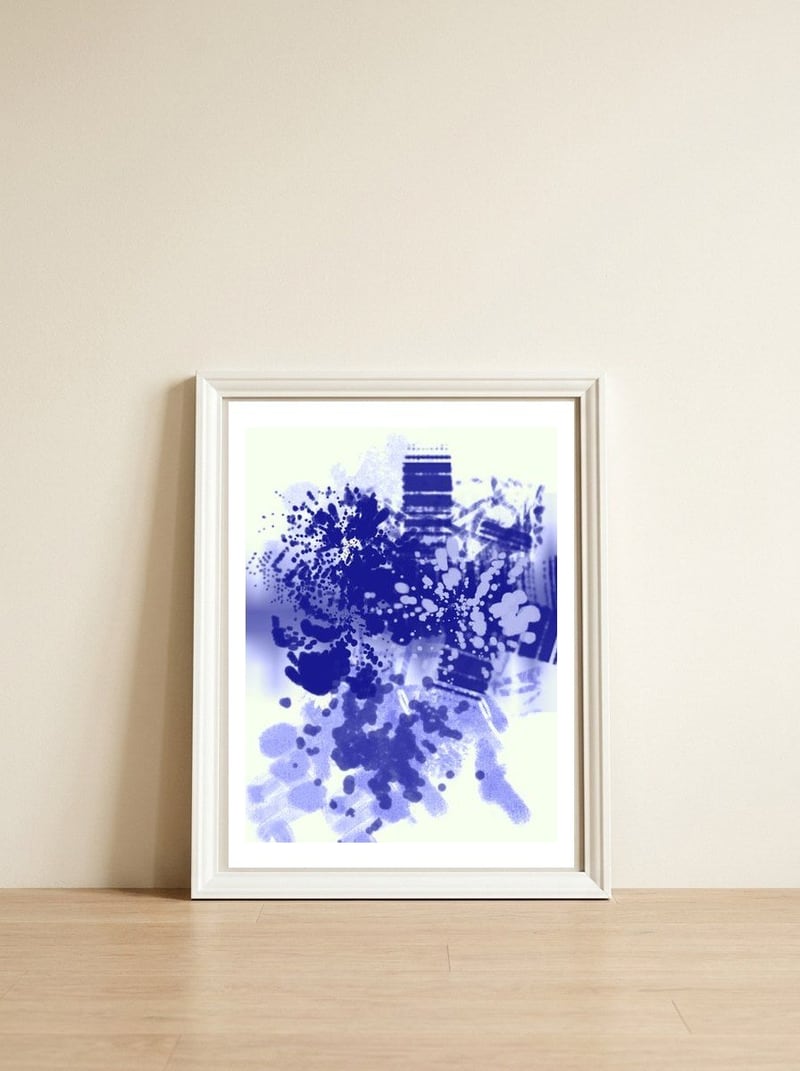 Pigmentos 5 Km — framed, leaning against the wall