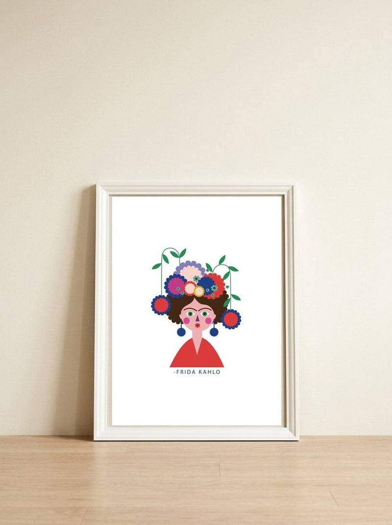 Frida 22 Rgb White — framed, leaning against the wall