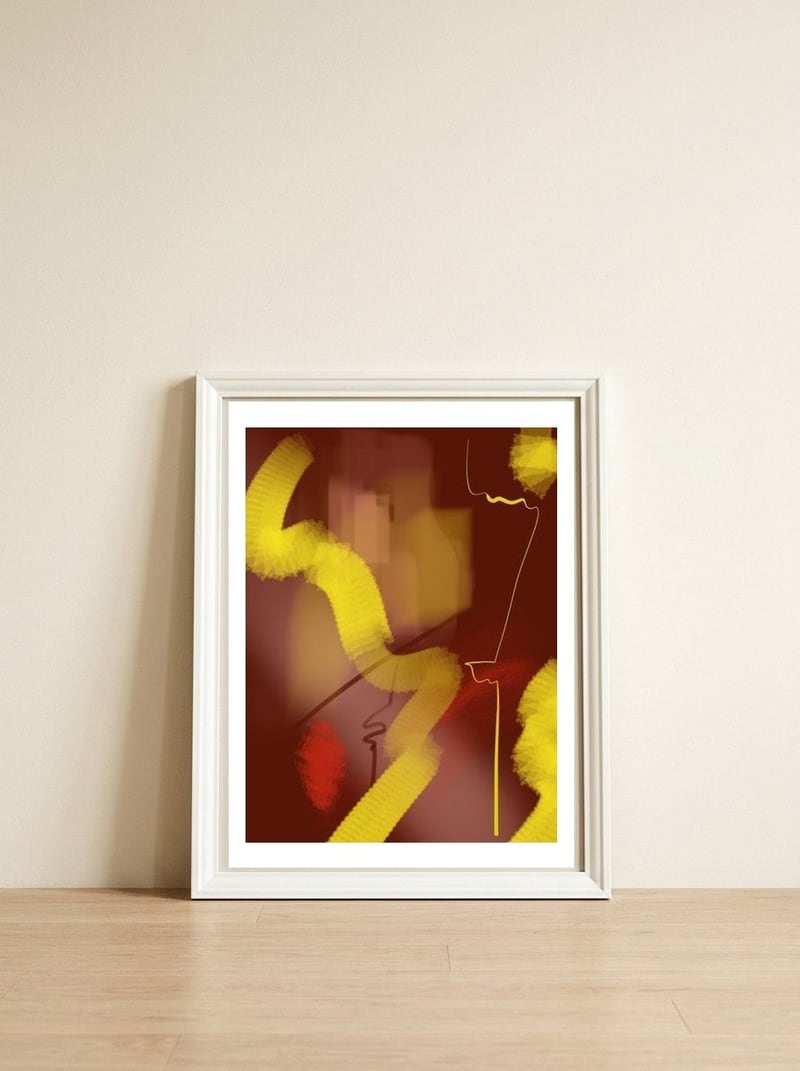 Flamas 7 — framed, leaning against the wall