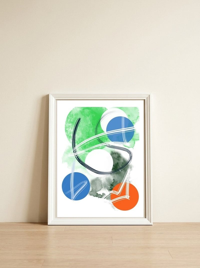 A Alegria É Colorida — framed, leaning against the wall