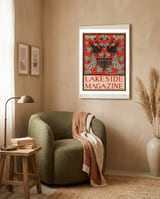 Lakeside Magazine (With Peacocks) framed in a tender room thumbnail