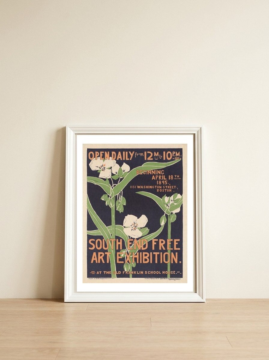 South End Art Exhibition — framed, leaning against the wall