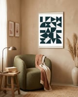 My Favorite Geometric Patterns No.17 - Green Tinted Navy Blue framed in a tender room thumbnail