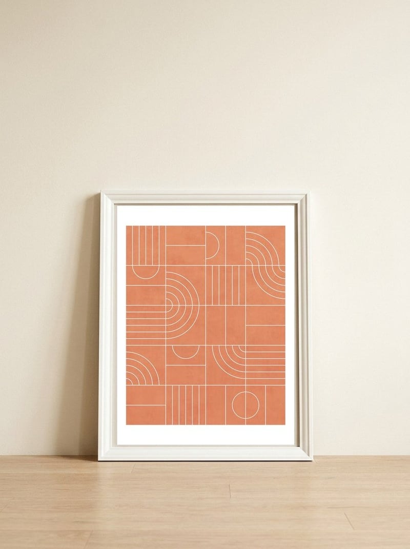 My Favorite Geometric Patterns No.23 - Coral — framed, leaning against the wall