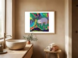 Sloth in nature framed in a serene room thumbnail