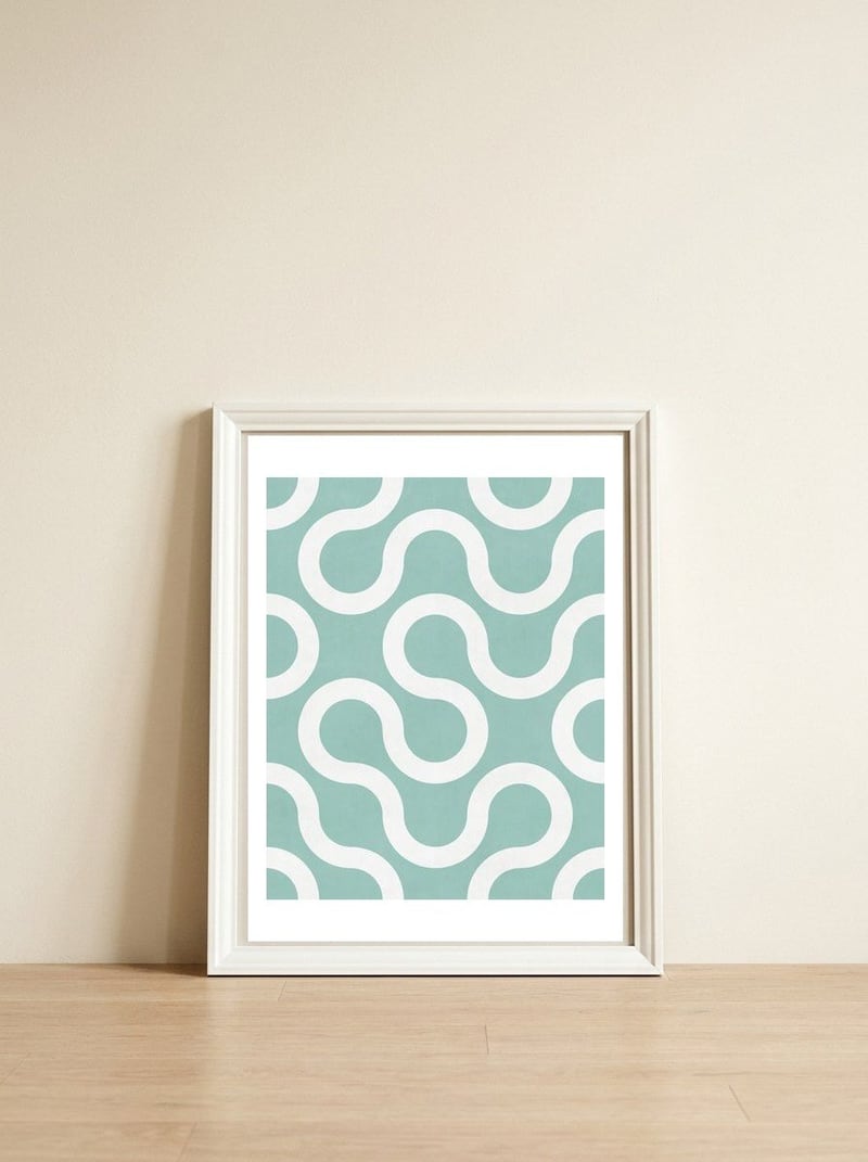 My Favorite Geometric Patterns No.34 - Light Blue — framed, leaning against the wall