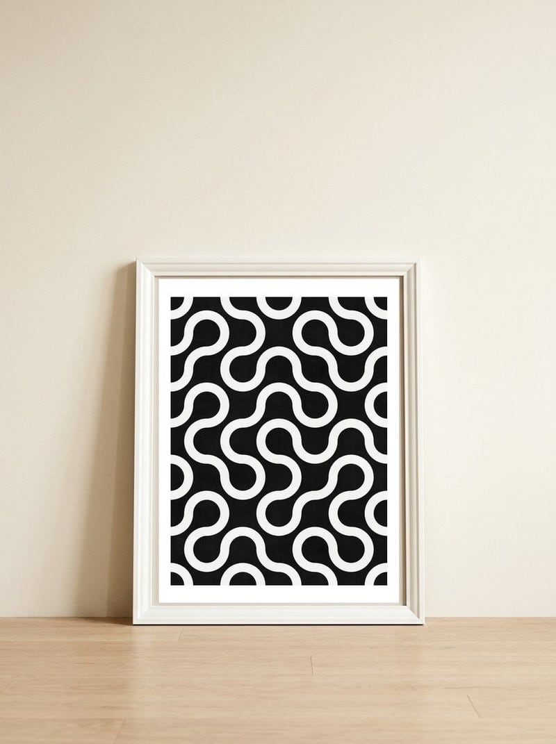 My Favorite Geometric Patterns No.36 - Black — framed, leaning against the wall