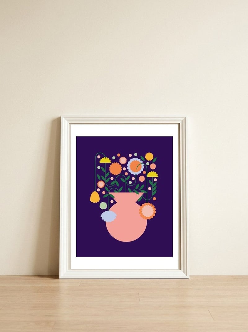 Mediterranean jar 2 — framed, leaning against the wall